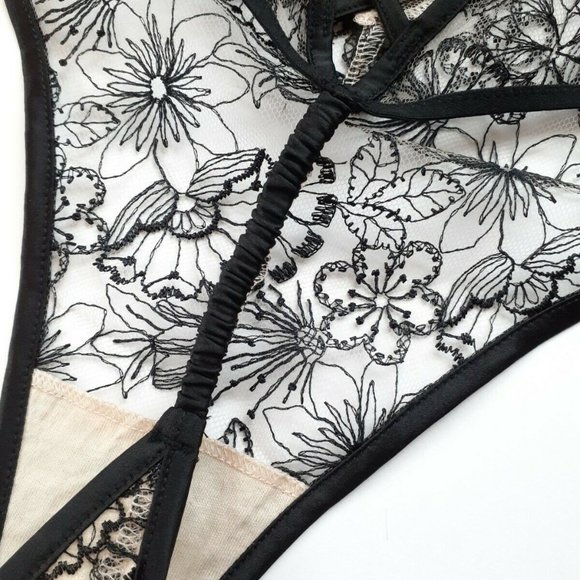 SOLD 💕 Embroidered LUXE Lingerie Lace Up High Waist Thong Panty VS - Picture 7 of 9